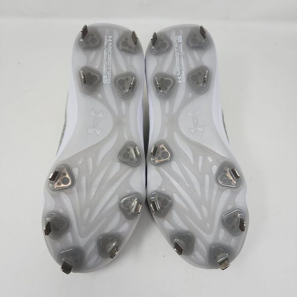 Under Armour Softball Cleats Womens 7 Grey Glyde 2 Logo Spell Out Metal Shoes - Picture 6 of 7